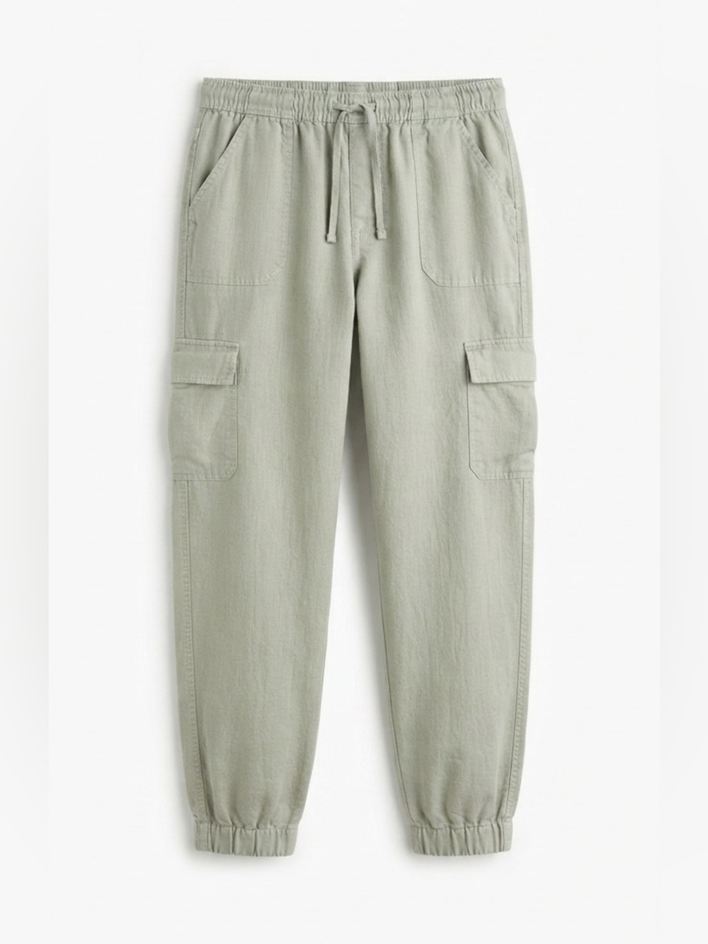 Nicole Miller 100% Linen Sage Green Cargo Jogger Pants Size Medium / Drawstring